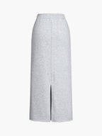 Pockets Raw Hem Drawstring Maxi Sweatshirt Skirt