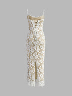 Semi-Sheer Double Layer Lace Cami Dress