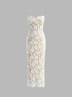 Semi-Sheer Double Layer Lace Cami Dress
