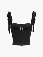 Sheer Mesh Tie-Front Crop Top – Light Support