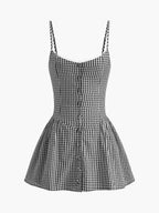 Plaid Button Front Cami Dress