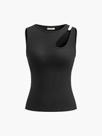 Semi-Sheer Cutout Tank Top