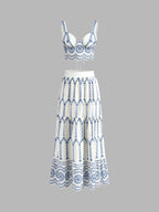 Printed Sleeveless Tie Back Skirt Set
