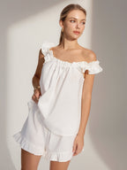 Cotton Ruffle Shorts Set