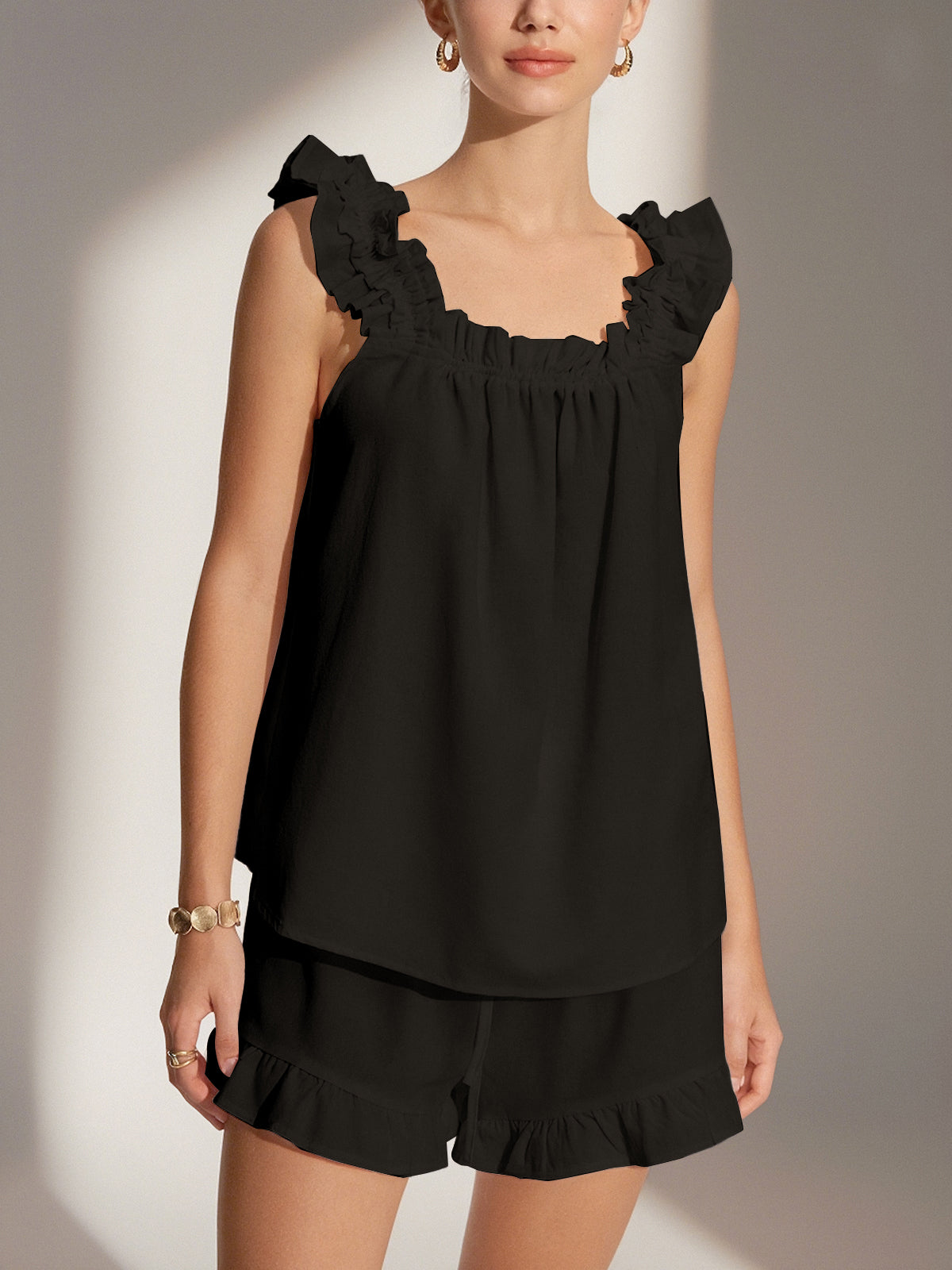 Cotton Ruffle Shorts Set