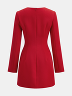 Square Neck Button Front Mini Dress