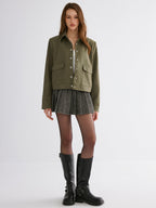 Suede Effect Lapel Button Jacket