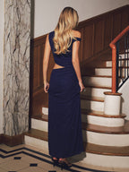 Rhinestone Embellished Cut-Out Maxi Dress