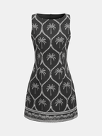 Sleeveless Palm Tree Print Mini Dress