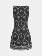 Sleeveless Palm Tree Print Mini Dress