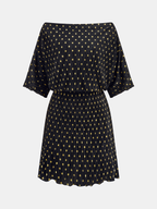 Off-Shoulder Polka Dot Pleated Mini Dress