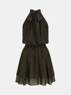 Halter Striped Smocked Layered Mini Dress
