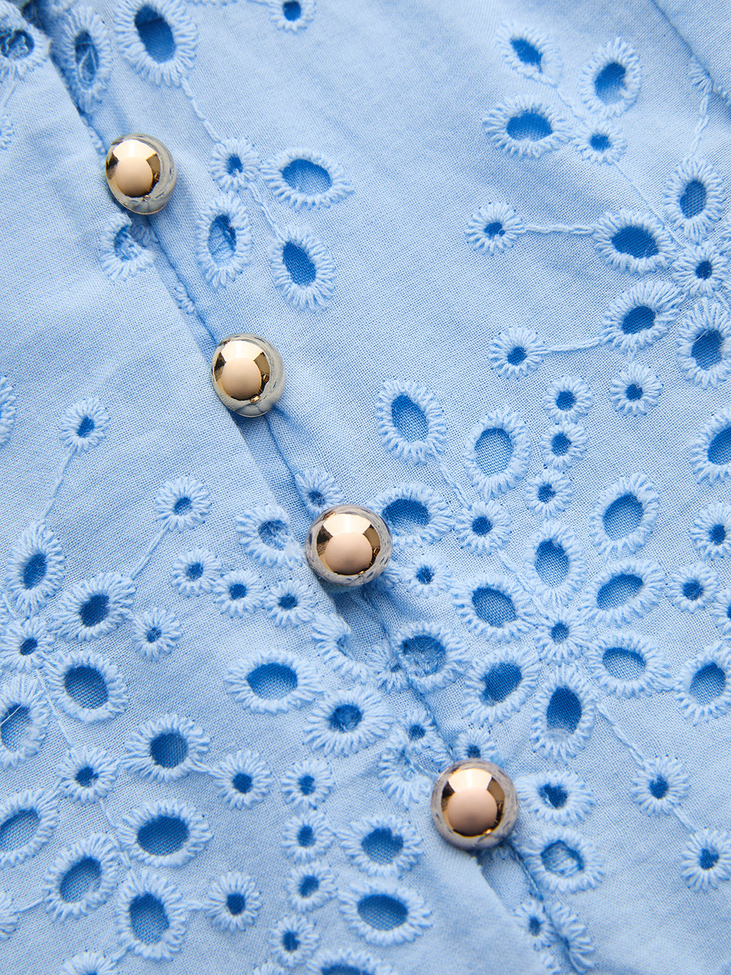 Cotton Sleeveless Embroidered Eyelet Dress with Deep V Neck