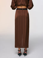 Striped Shirt & Midi Skirt Set