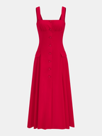 Cotton Blend Button-Front Maxi Dress