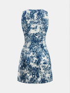 Toile Print Sleeveless Button Mini Dress