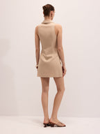 Linen Blend Sleeveless Twist Mini Dress