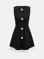 Contrast Hem Sleeveless Rhinestone Detail Dress