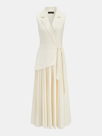 Sleeveless Belted Pleated Blazer Dress