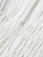 Cotton Blend Striped Ruched Sleeveless Maxi Dress