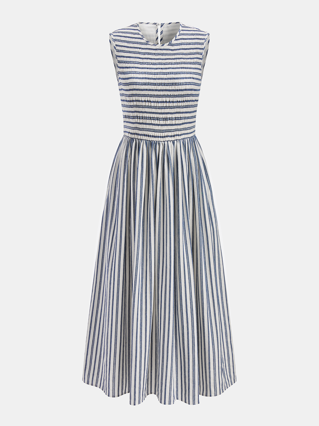 Striped Cotton Sleeveless Smocked Maxi Dress