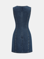 Sleeveless V-Neck Denim Mini Dress