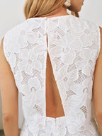 Sleeveless Floral Lace Ruffled Mini Dress
