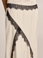 Lace Trim Satin Cowl Neck Top & Mermaid Skirt Set