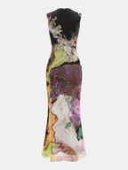Sleeveless Floral Cheongsam Maxi Dress