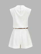 Draped Sleeveless Top & Belted Shorts Set