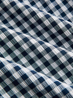 Gingham Frog Button Short Sleeve Midi Dress