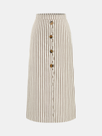 Cotton Striped Sleeveless Top & Midi Skirt Set