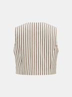 Cotton Striped Sleeveless Top & Midi Skirt Set