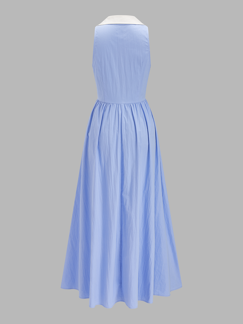 Cotton Blend Sleeveless Collared Maxi Dress