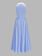 Cotton Blend Sleeveless Collared Maxi Dress
