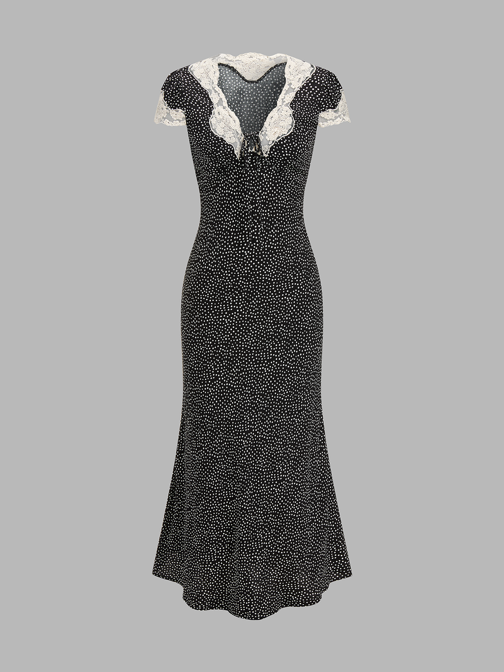 Polka Dot Lace V-Neck Midi Dress