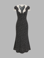 Polka Dot Lace V-Neck Midi Dress
