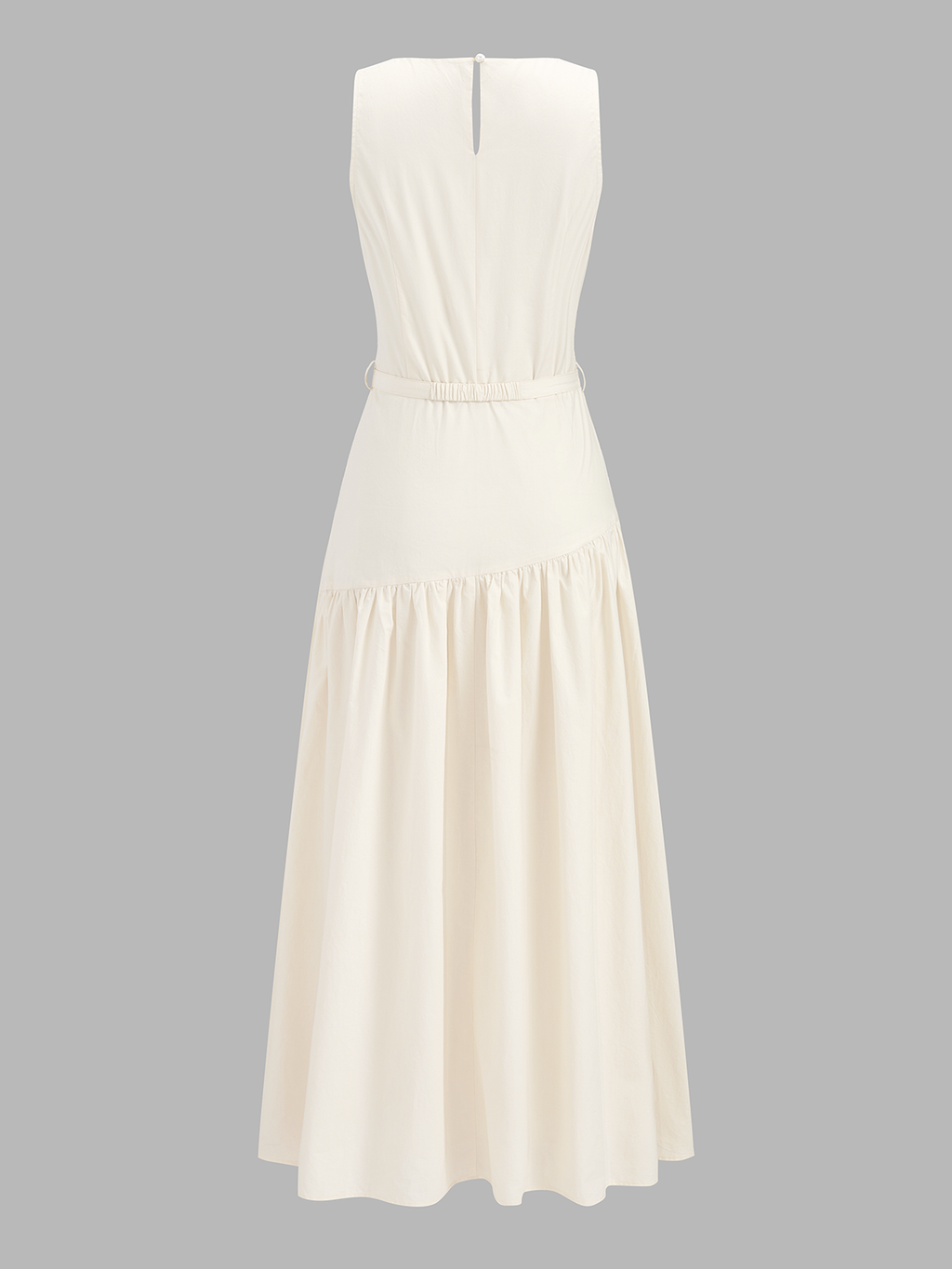 Sleeveless Belted Square Neck Maxi Dress