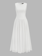 Sleeveless Crew Neck Flowy Maxi Dress