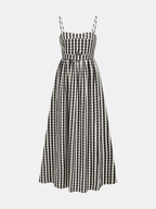 Gingham Cotton Blend Cutout Cami Maxi Dress