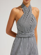 Gingham Halter Cotton Maxi Dress