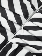 Striped Deep V Peplum Sleeveless Top