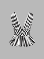 Striped Deep V Peplum Sleeveless Top