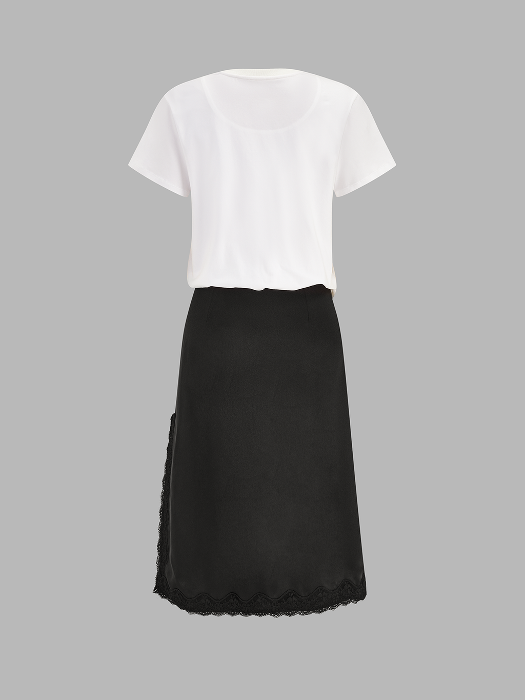 Short Sleeve Lace Trim Midi Dress