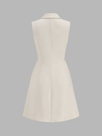 Sleeveless Lapel Pleated Mini Dress