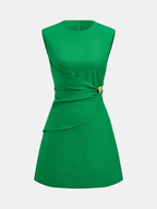 Sleeveless Buckle Waist Mini Dress