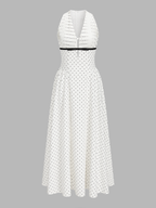 Polka Dot Sleeveless Pleated Maxi Dress