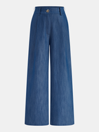 Faux Denim Halter Ruched Top & Pants Set