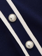 Contrast Trim Belted Short Sleeve Knit Dress