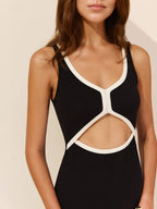 Contrast Trim Cut Out Knit Maxi Dress